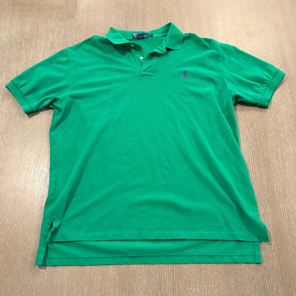Polo Ralph Lauren Mens XL Kelly Green Short Sleeve Pique Cotton Polo Shirt